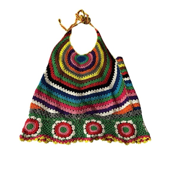 Multicolor Crochet Halter Top - Picture 1 of 4